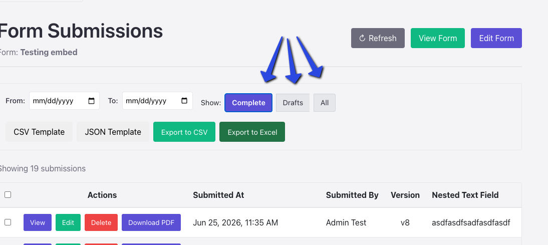 View Draft Submissions