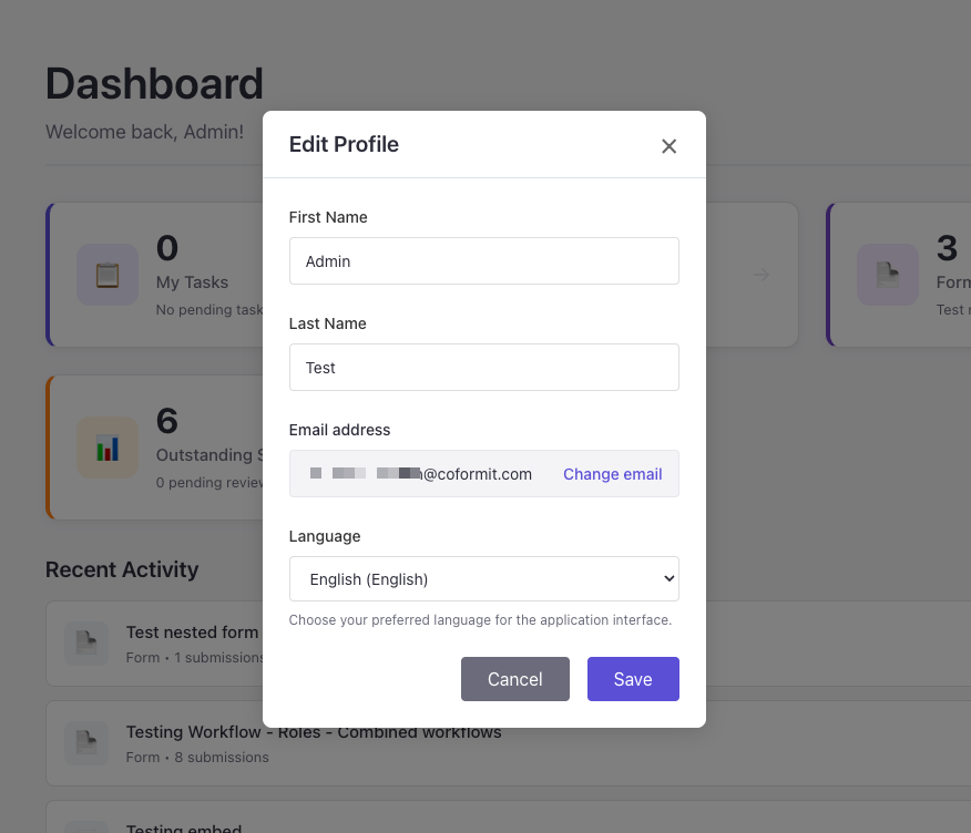 Edit own email
